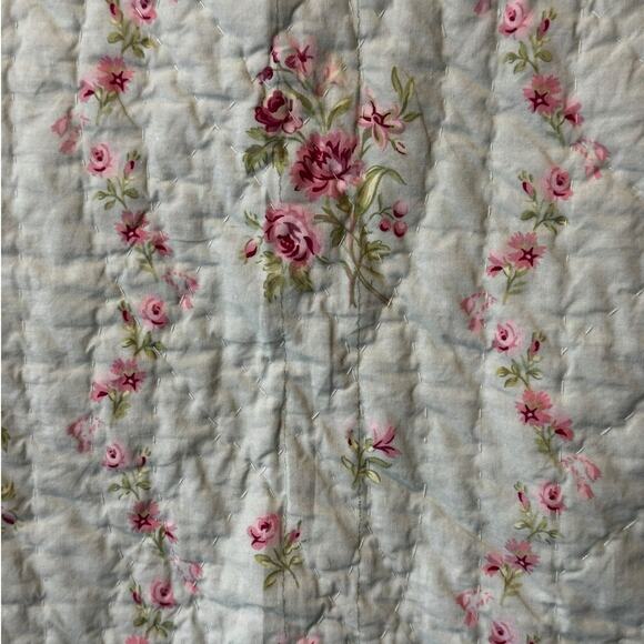 Handmade Quilted Jacket Upcycled Size M/L Repurposed Green Pink Floral Coquette - Picture 8 of 10